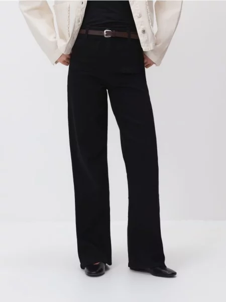 Reserved Джинси з поясом wide leg чорний