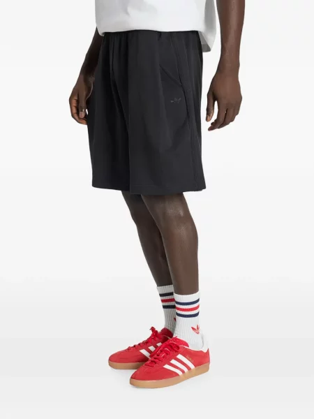 Pantaloni scurți Adidas cu broderie cu dungi cu șireturi maro