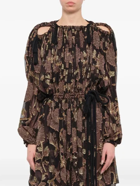 Rochie Lanvin cu model floral din jacard negru