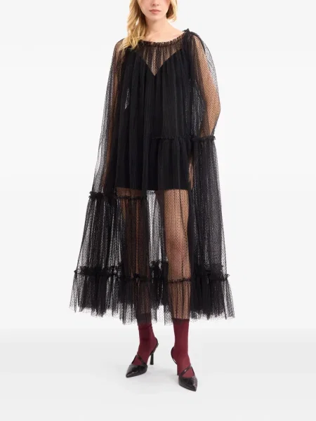 Sukienka midi Gemy Maalouf tiulowa do kolan garniturowa czarna