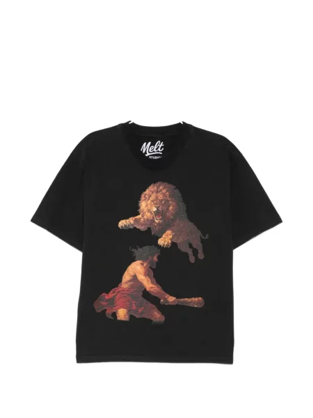Tricou Melt cu imagine cu decolteu rotund negru