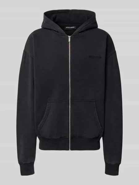 Bluza rozpinana o kroju regular fit z mieszanki bawełny Pegador czarna