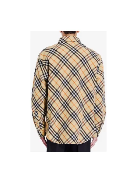 Koszula Burberry wełniana w kratę beżowa
