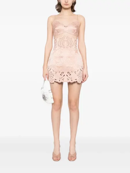 Top Ermanno Scervino cu broderie cu model floral roz