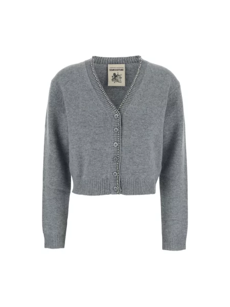 Kardigan Semicouture wełniany szary