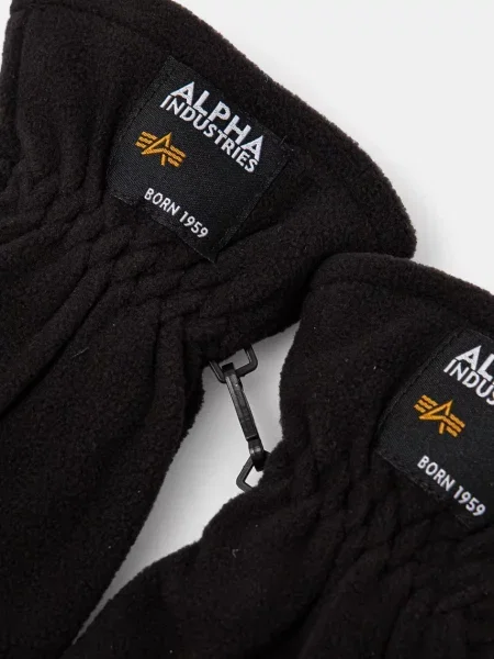 Alpha Industries Rukavice Label Fleece čierna