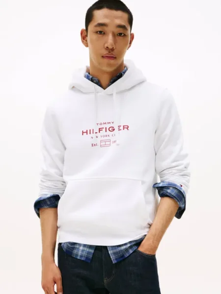 Tommy Hilfiger Hanorac OVAL GRAPHIC | Relaxed fit alb