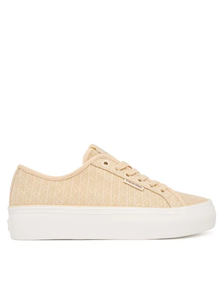 Calvin Klein Sportcipők Vulc Flatf Laceup Jaq Aop Világossárga