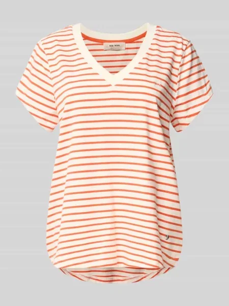 T-shirt z dekoltem w serek model Kala' Mos Mosh pomarańczowy