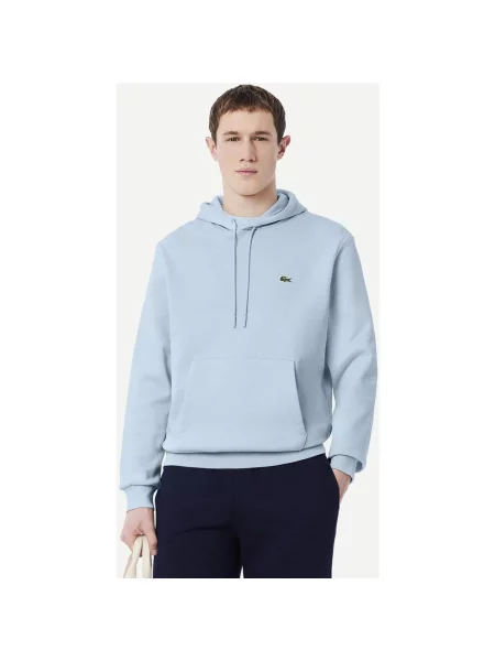 Bluza z kapturem Lacoste Cotton Eco jasny XS niebieski