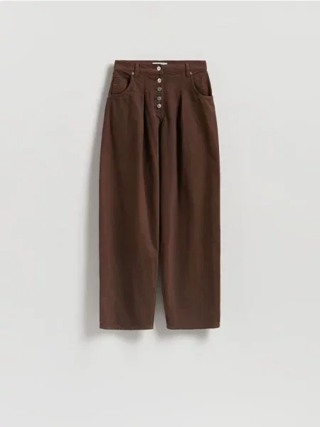 Reserved Jeansy barrel z zakładkami dark grey jeans szare
