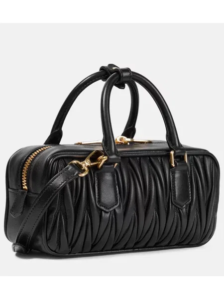 Geantă shopper Miu Miu din piele negru