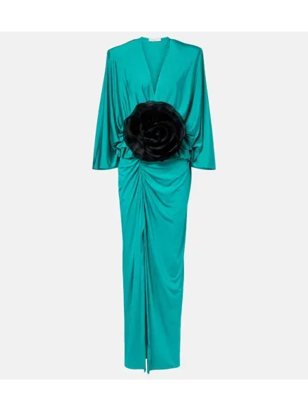 Sukienka maxi Jacques Wei w kwiatki z dżerseju garniturowa niebieska