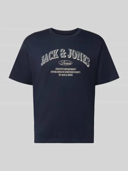 T-shirt o kroju regular fit z czystej bawełny model Denver' Jack & Jones granatowa