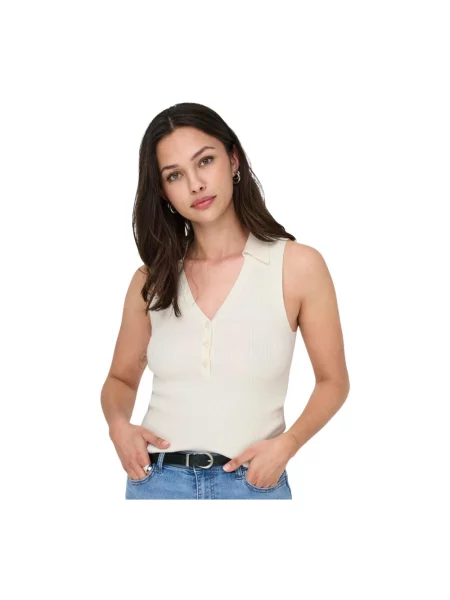 Bluzka Jacqueline De Yong z dekoltem w serek beżowa