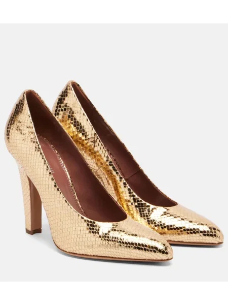 Pantofi cu toc Paris Texas din piele auriu