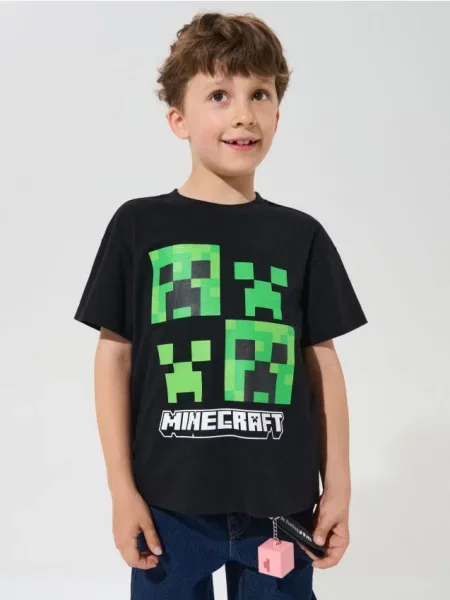 Sinsay Tričko s Potiskem Minecraft černá