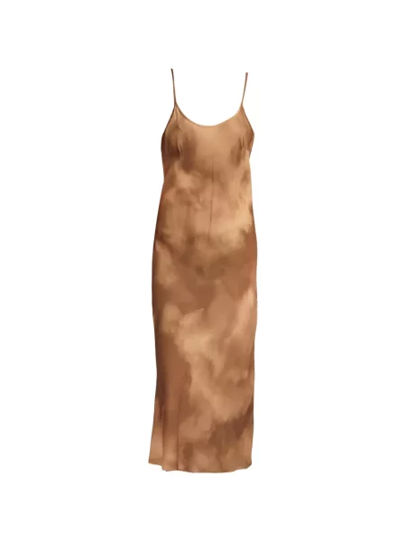 Rochie midi Masnada fără mâneci cu legături maro