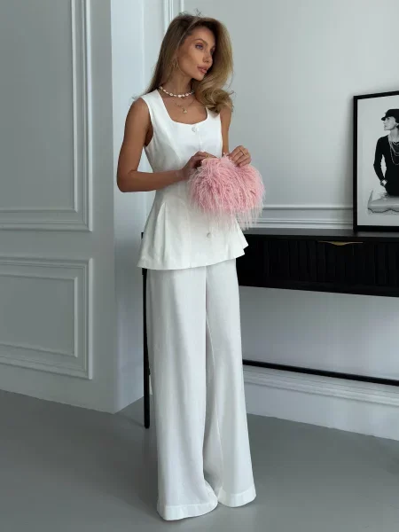 Палаццо Jadone Fashion Weston_trousers_bile льон/бавовна білий