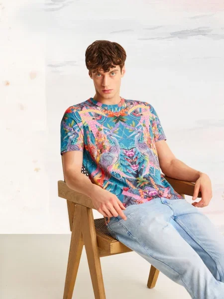 Тениска Medicine тюркоазено с десен