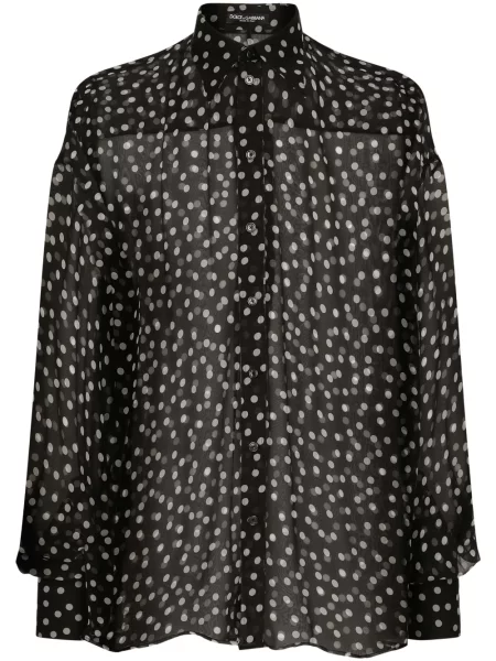 Šifonová puntíkatá průsvitná košile Dolce & Gabbana černá