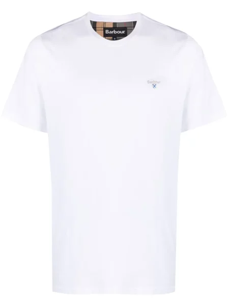 Tricou Barbour cu broderie alb