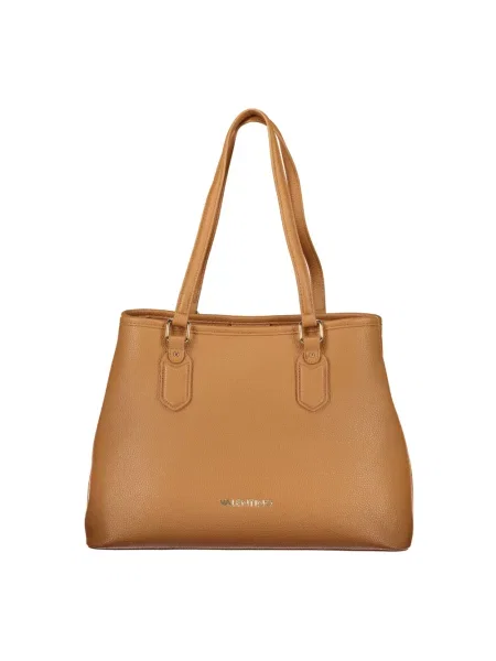 Lniana torebka Valentino Bags brązowa