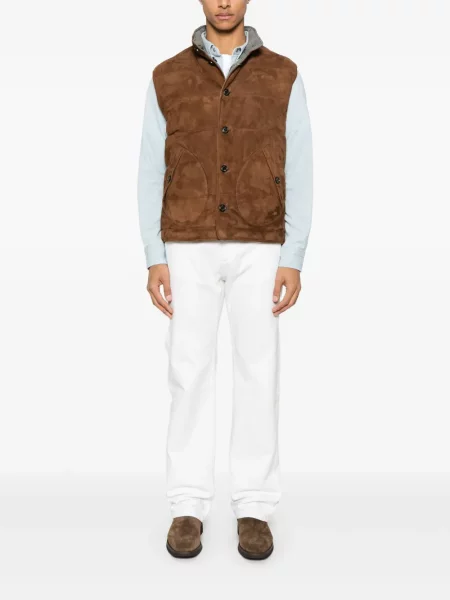 Vestă Ralph Lauren Purple Label din piele de căprioară violet