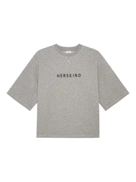 Къс тениска Herskind бродирана сиво