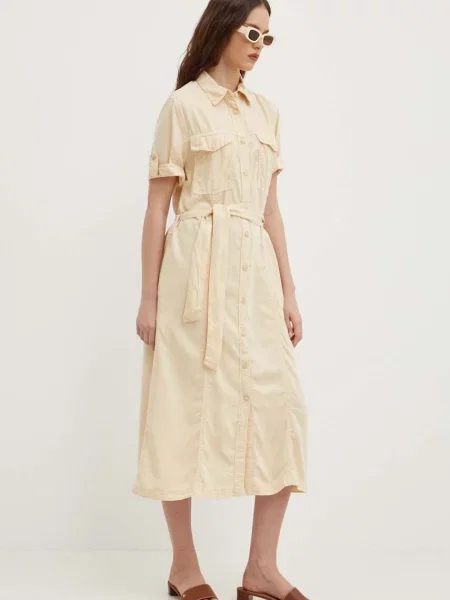 Šaty Pepe Jeans EVELINDA midi béžová