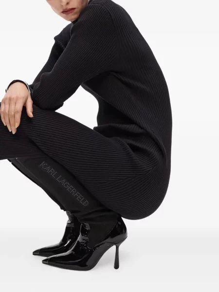 Rochie midi Karl Lagerfeld tricotate până la genunchi de costum negru