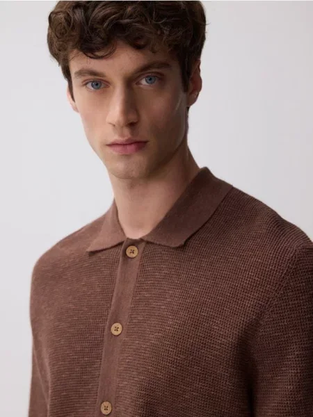 Reserved Sweter z dodatkiem lnu brązowy