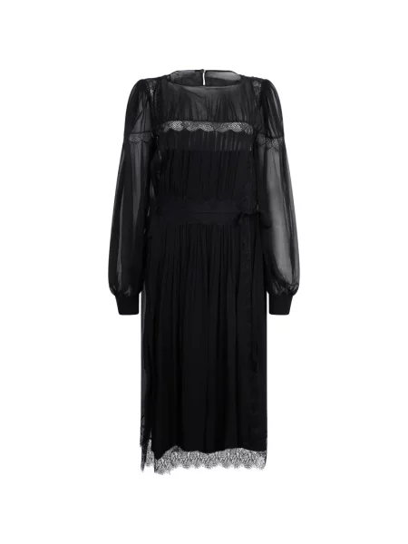 Rochie midi Alberta Ferretti de mătase negru