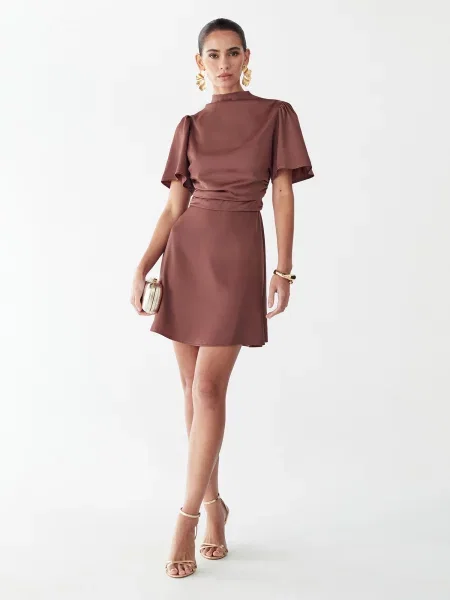 Willa Rochie de cocktail Saray pal roz