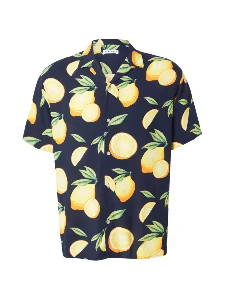 JACK & JONES Cămașă JJLEMON bleumarin / citron / verde galben