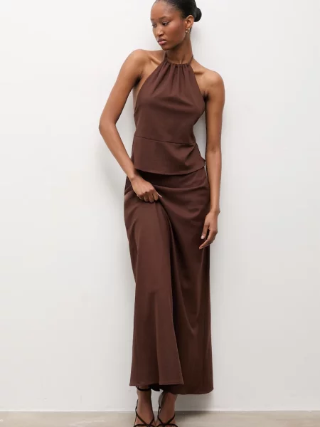 Answear.LAB komplet z lnem brązowy