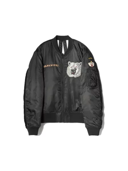 Haftowana aksamitna kurtka Maharishi czarna