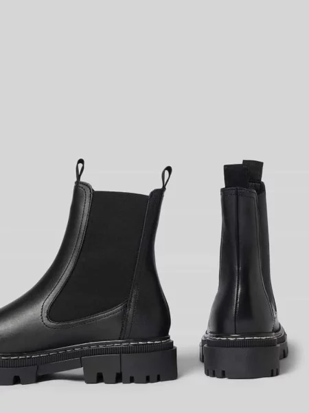 Buty chelsea z naturalnej skóry ze skóry bydlęcej Tamaris czarne