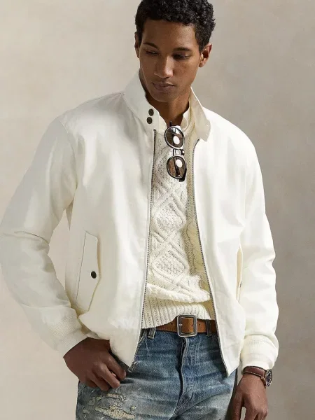 Wiatrówka o kroju regular fit ze stójką i wyhaftowanym logo Polo Ralph Lauren biała