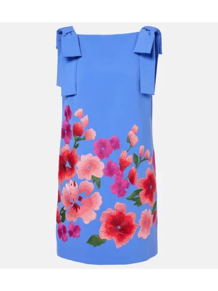 Rochie Carolina Herrera cu broderie cu model floral albastru