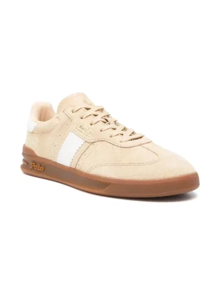 Sneakersy skórzane ze sznurowaniem Polo Ralph Lauren beżowe