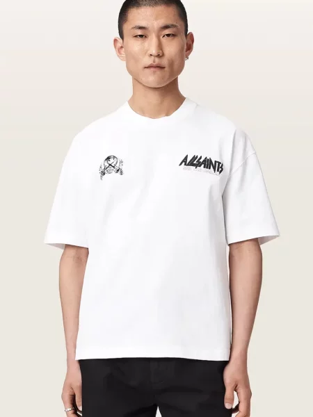 AllSaints kratka majica CHROMIUM bela