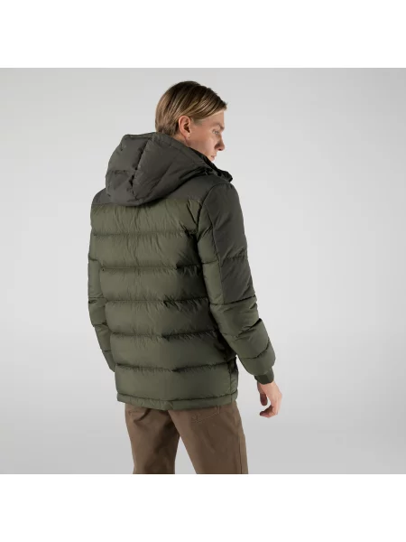 Lacoste Pikowany Khaki Płaszcz Z Kapturem zielony