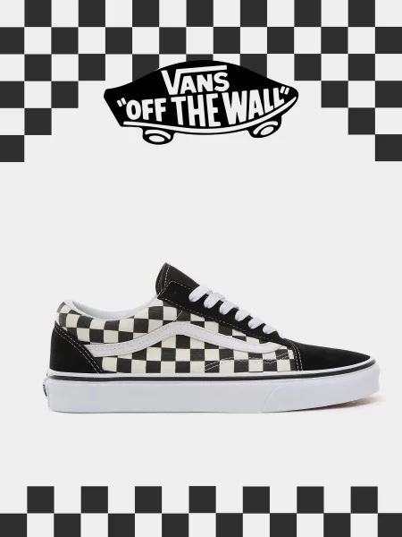 Клетчатые кеды Vans белые