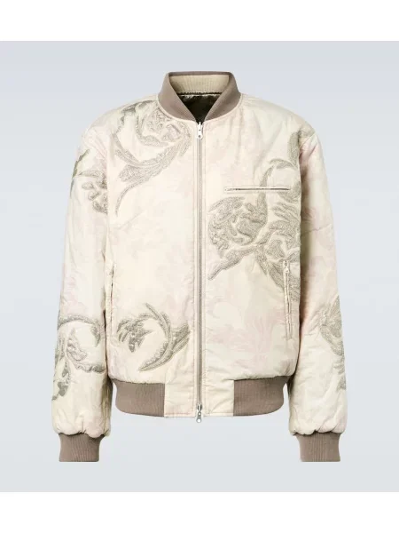 Geacă bomber Dries Van Noten cu broderie bej