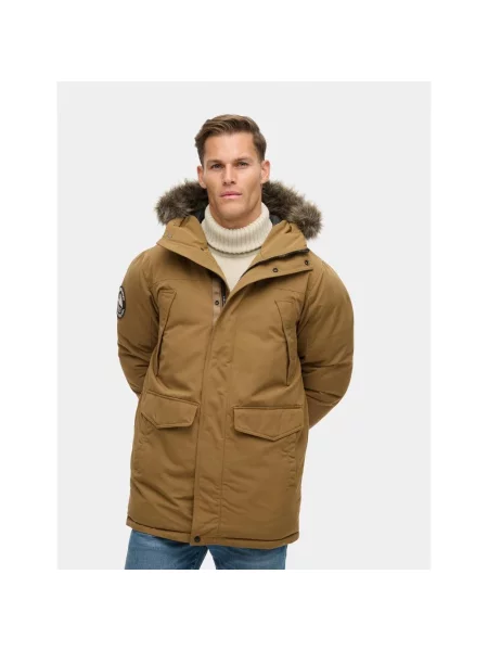 Kurtka Superdry Everest Faux Parka z kapturem S brązowa