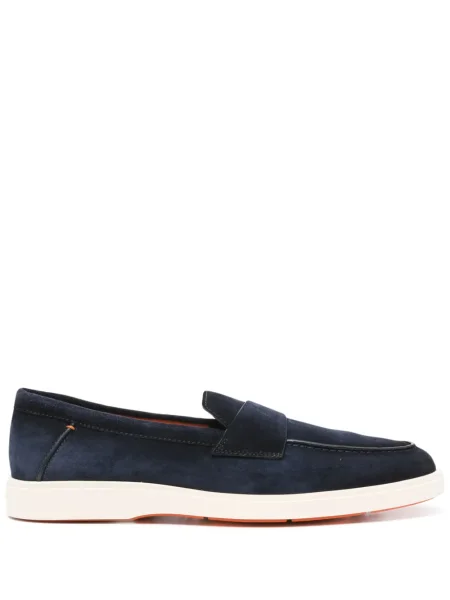 Pantofi loafer Santoni din piele de căprioară albastru