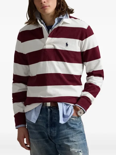 Ριγέ polo Polo Ralph Lauren με κουκούλα με αυτόγραφο λευκό
