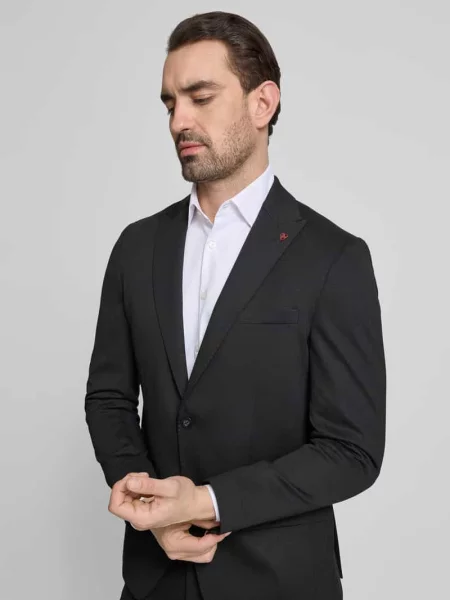 Garnitur w kroju extra slim fit o jednokolorowym designie Roy Robson czarny