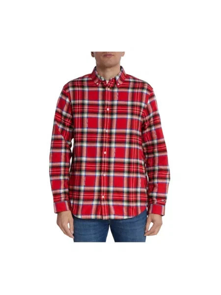Koszula Tommy Hilfiger w kratę z długim rękawem czerwona